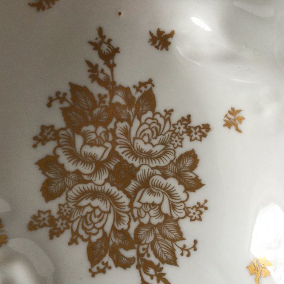 Hand painted Porcelain de France three section serving plate handled gold floral - Picture 6 of 7